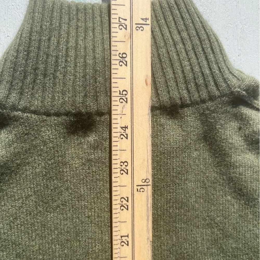 Men's Banana Republic Sweater Green Solid L Preppy Luxury Cashmere Zip HOLE City